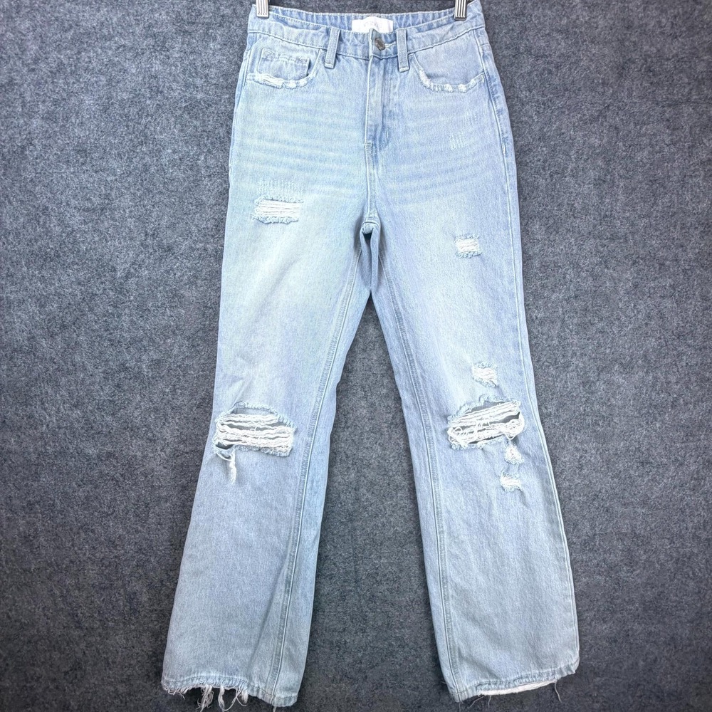 Vervet Blue Jeans Womens 25 Blue Denim Thrashed Ripped Grunge Bootcut Leg